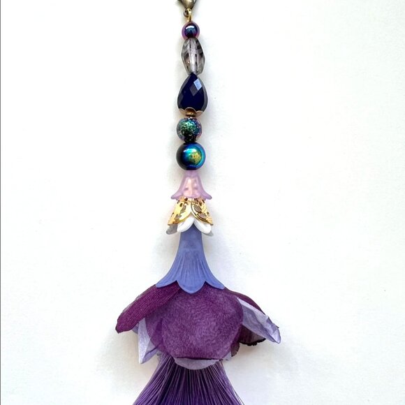 Artist Made MYSTICAL Purple Blue Party Festival Flower Hair Decor Clip Tassel - Picture 7 of 8